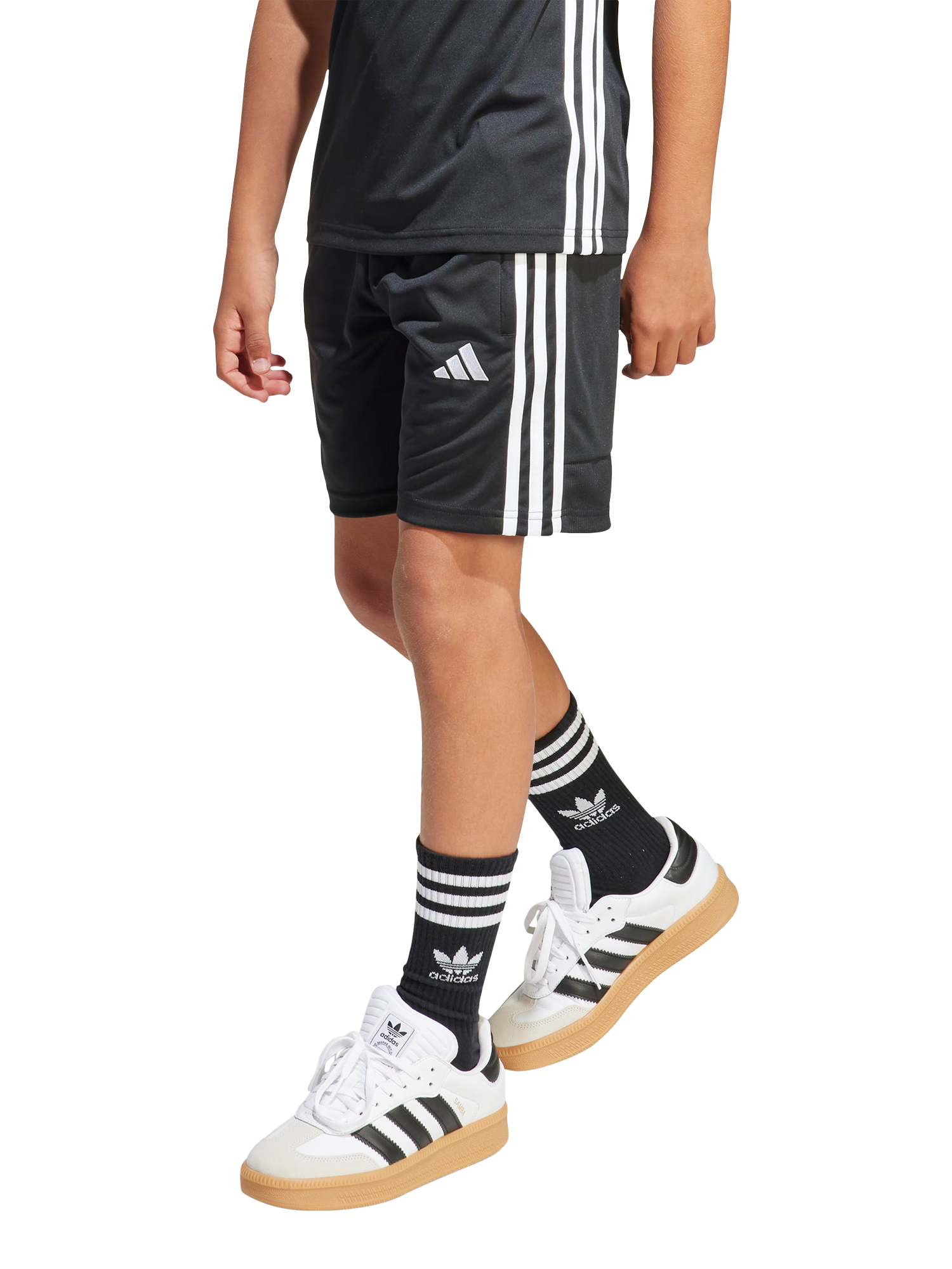 Product image 1 of 5, which shows adidas Kids' Tiro 25 Essentials Shorts, Black/White, 7-8 years