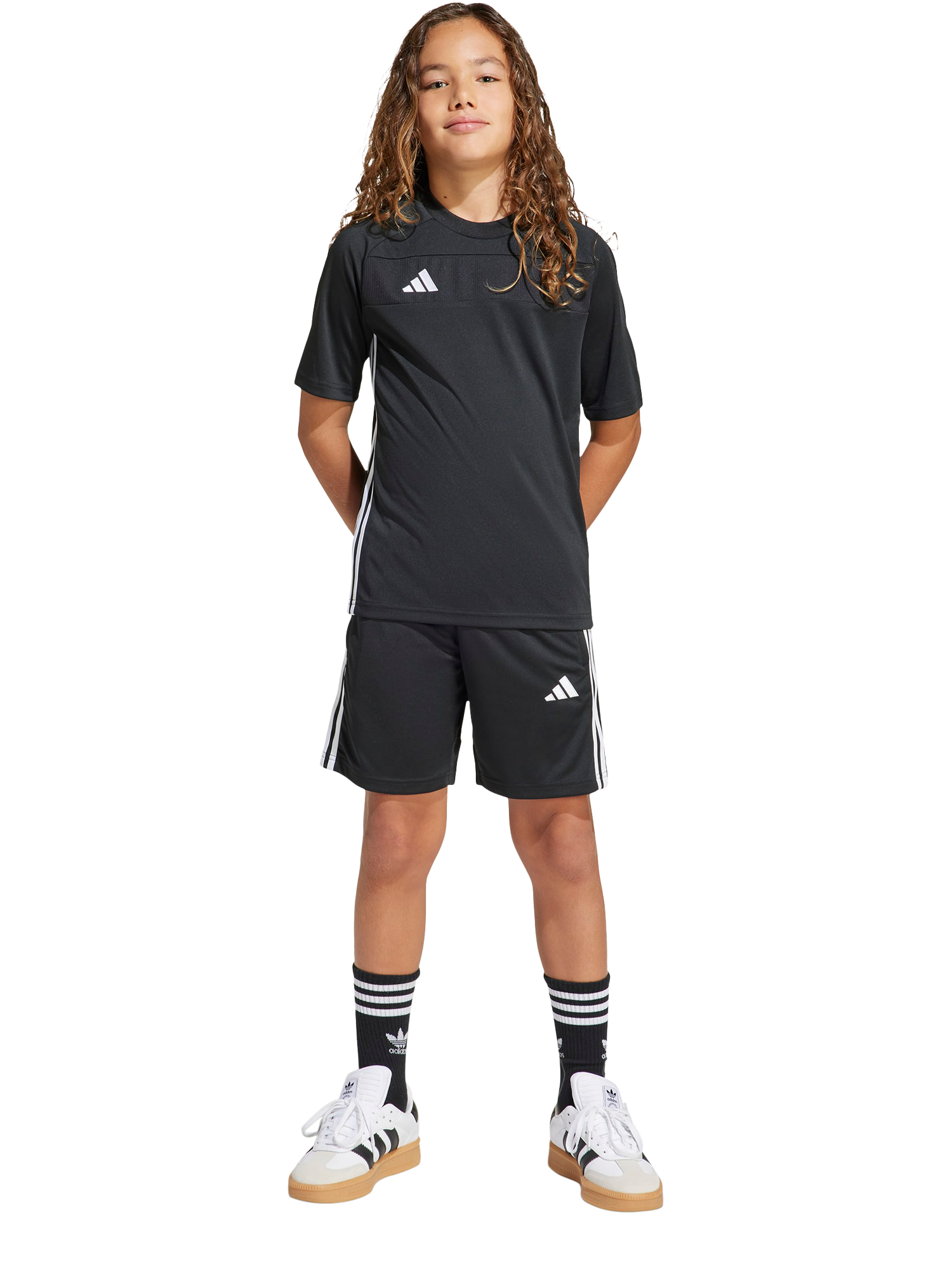 Product image 3 of 5, which shows adidas Kids' Tiro 25 Essentials Shorts, Black/White, 7-8 years