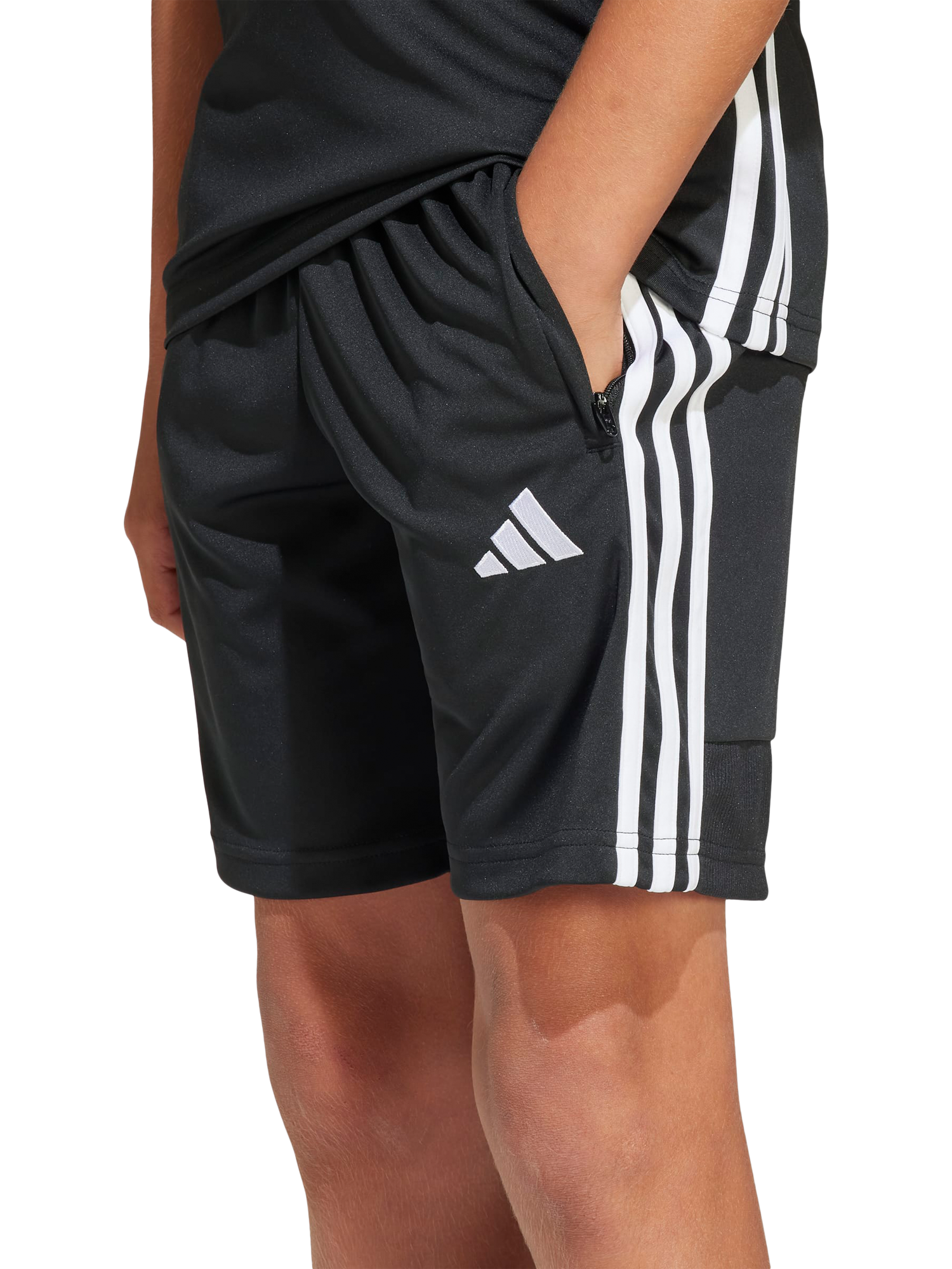 Product image 4 of 5, which shows adidas Kids' Tiro 25 Essentials Shorts, Black/White, 7-8 years