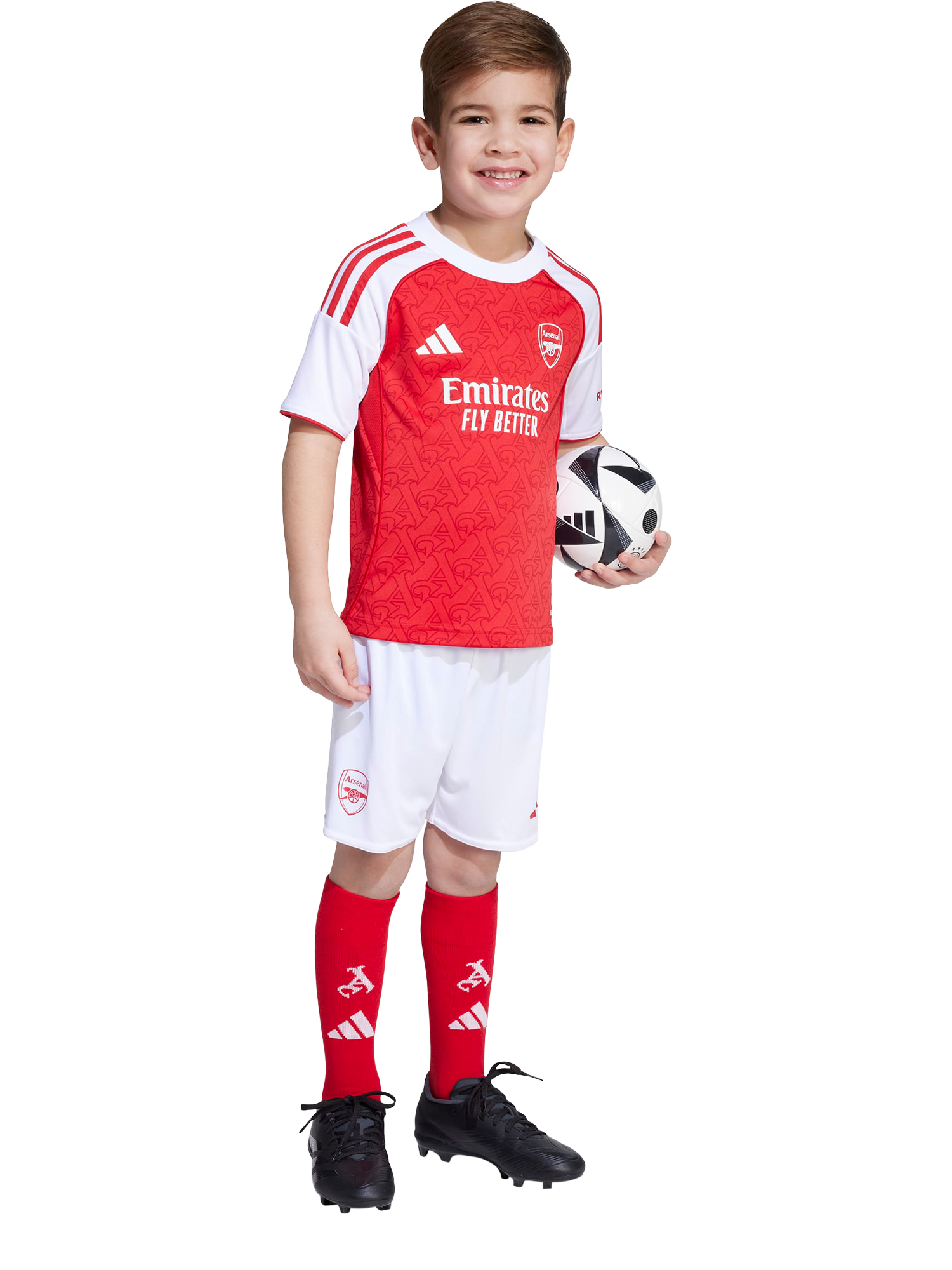 Product image 1 of 7, which shows adidas Kids' Arsenal Football Club Home Mini Kit, Betsca/White, 2-3 years