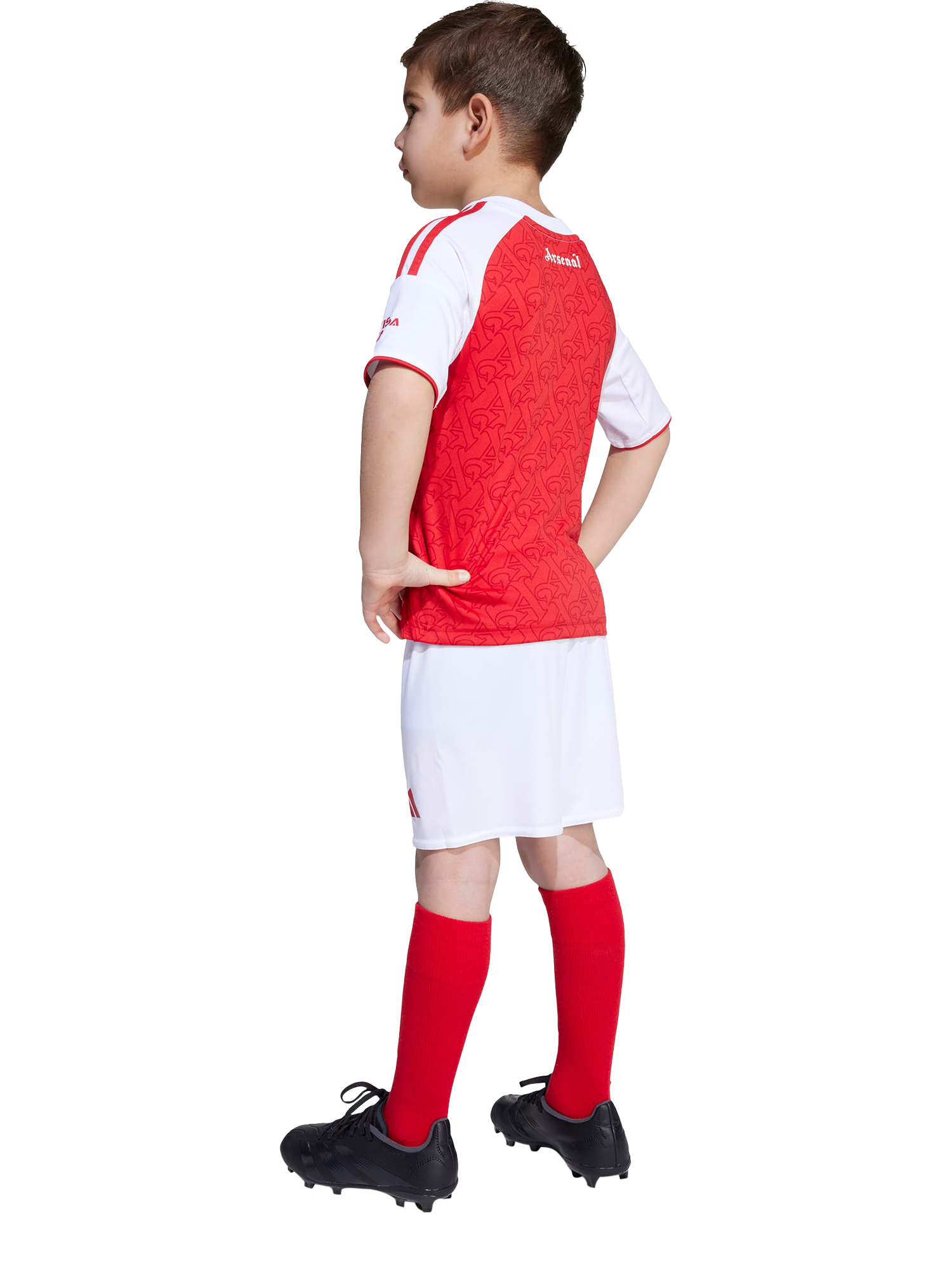 Product image 2 of 7, which shows adidas Kids' Arsenal Football Club Home Mini Kit, Betsca/White, 2-3 years
