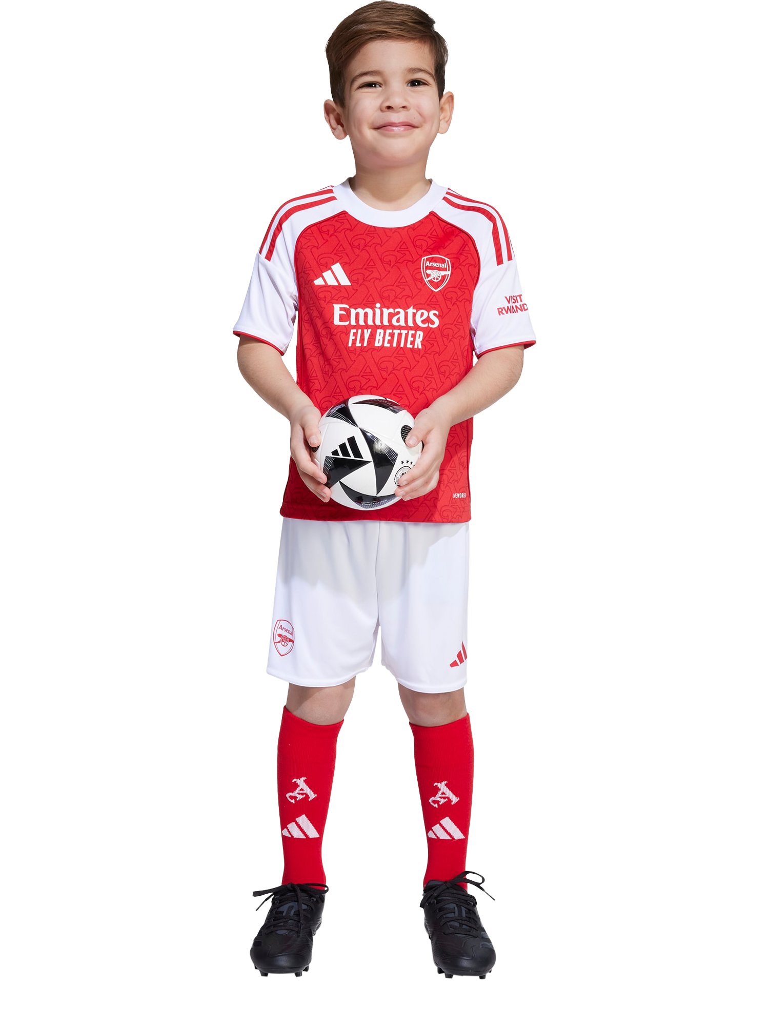 Product image 3 of 7, which shows adidas Kids' Arsenal Football Club Home Mini Kit, Betsca/White, 2-3 years