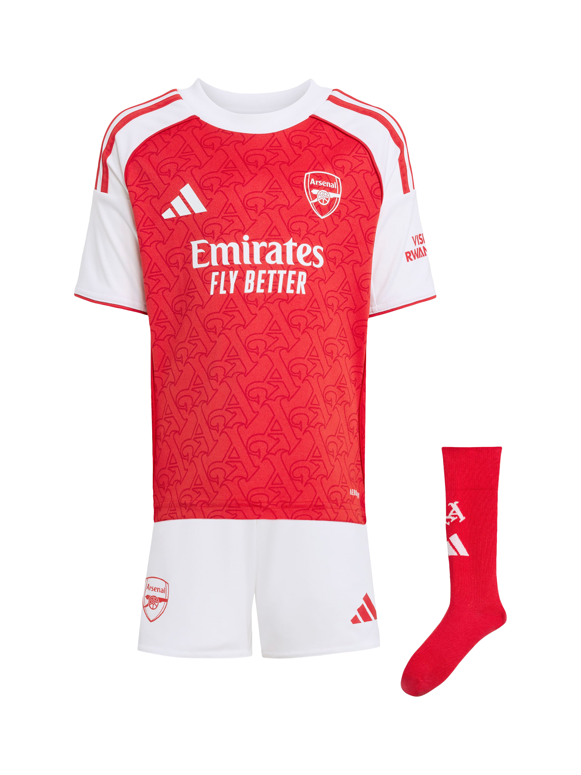 Product image 4 of 7, which shows adidas Kids' Arsenal Football Club Home Mini Kit, Betsca/White, 2-3 years