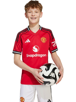 adidas Kids' Manchester United Home Jersey Top, Red, Red
