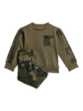 addias Kids' Cotton Blend Camo Top and Joggers Set, Strata/Black