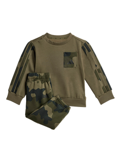 addias Kids' Cotton Blend Camo Top and Joggers Set, Strata/Black, Olive Strata/Black
