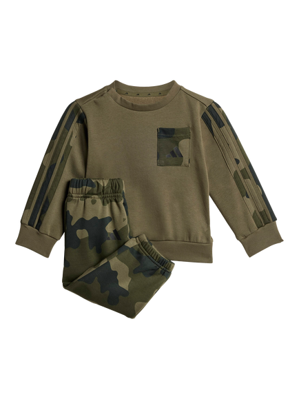 addias Kids' Cotton Blend Camo Top and Joggers Set, Strata/Black, Olive Strata/Black