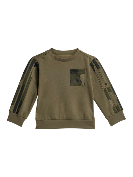 addias Kids' Cotton Blend Camo Top and Joggers Set, Strata/Black - view 2, Olive Strata/Black