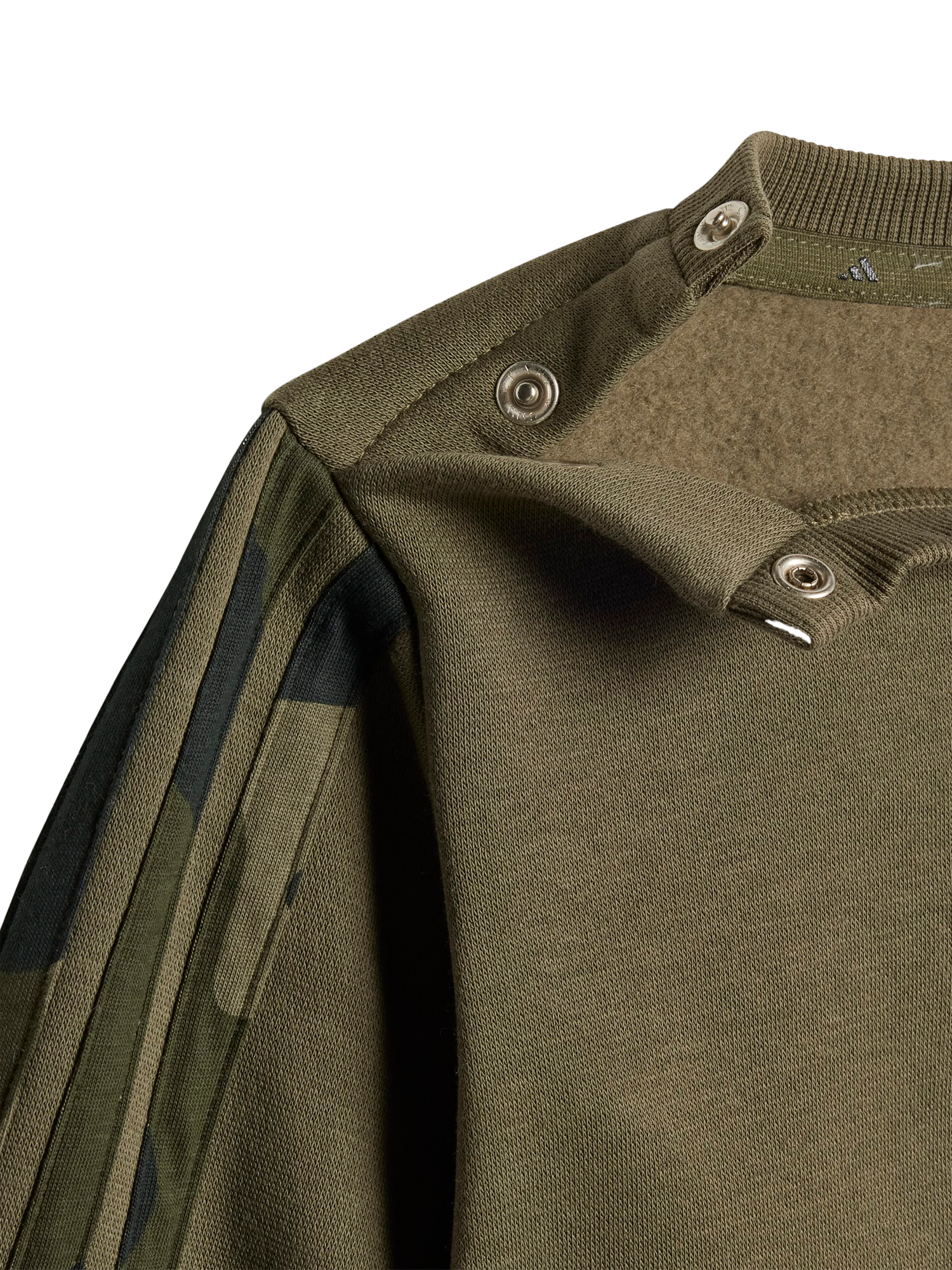 Product image 5 of 6, which shows addias Kids' Cotton Blend Camo Top and Joggers Set, Olive Strata/Black, 9-12 months