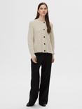 SELECTED FEMME Lulu Drop Stitch Wool Blend Cardigan, Beige