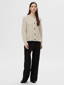 SELECTED FEMME Lulu Drop Stitch Wool Blend Cardigan, Beige - view 2, Beige