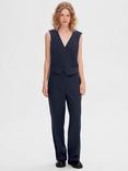 Selected Rita Mid Waist Wide Leg Trousers, Navy