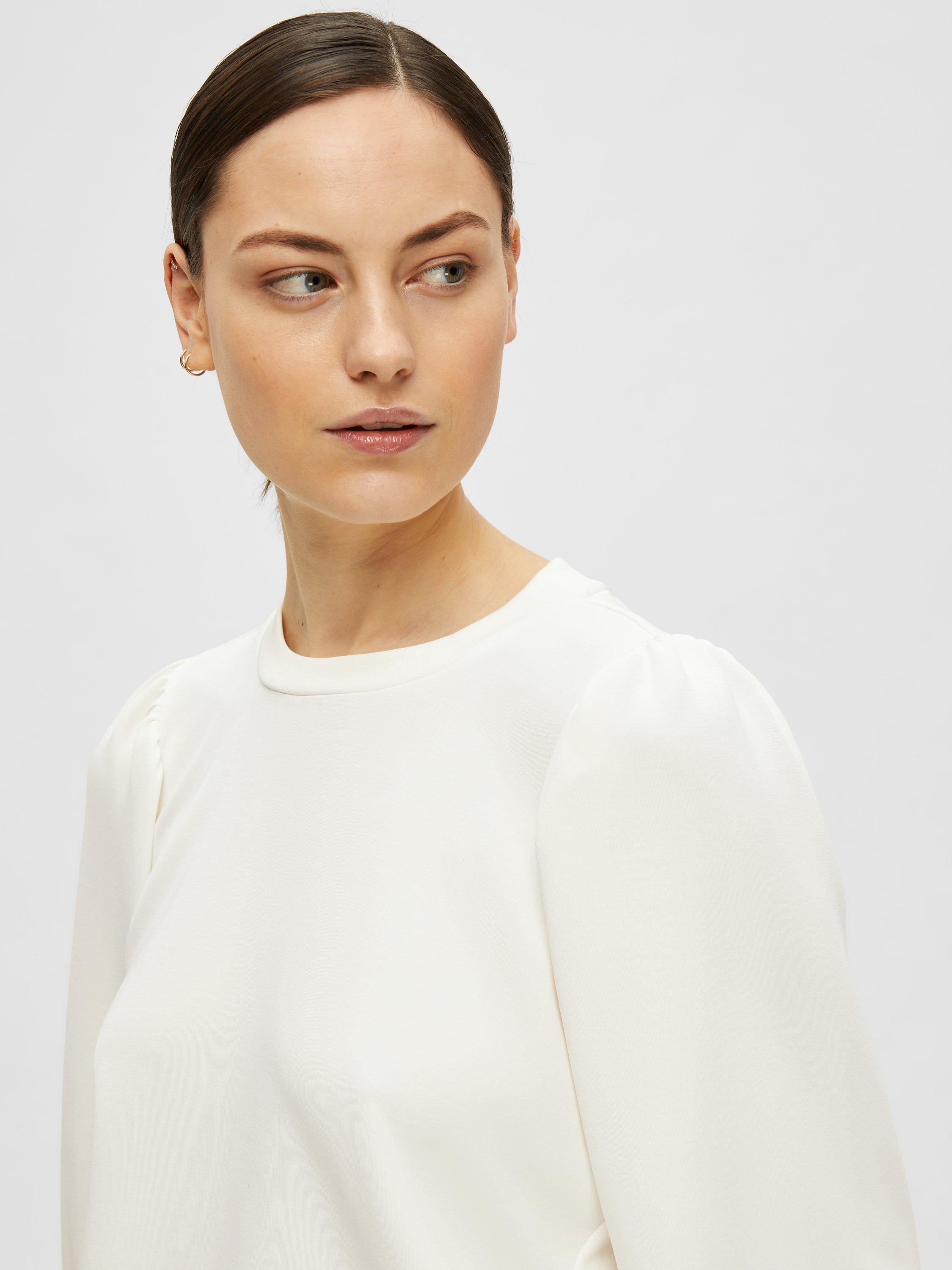 Product image 3 of 5, which shows Selected Tenny Puff Sleeve Sweatshirt, White, XS