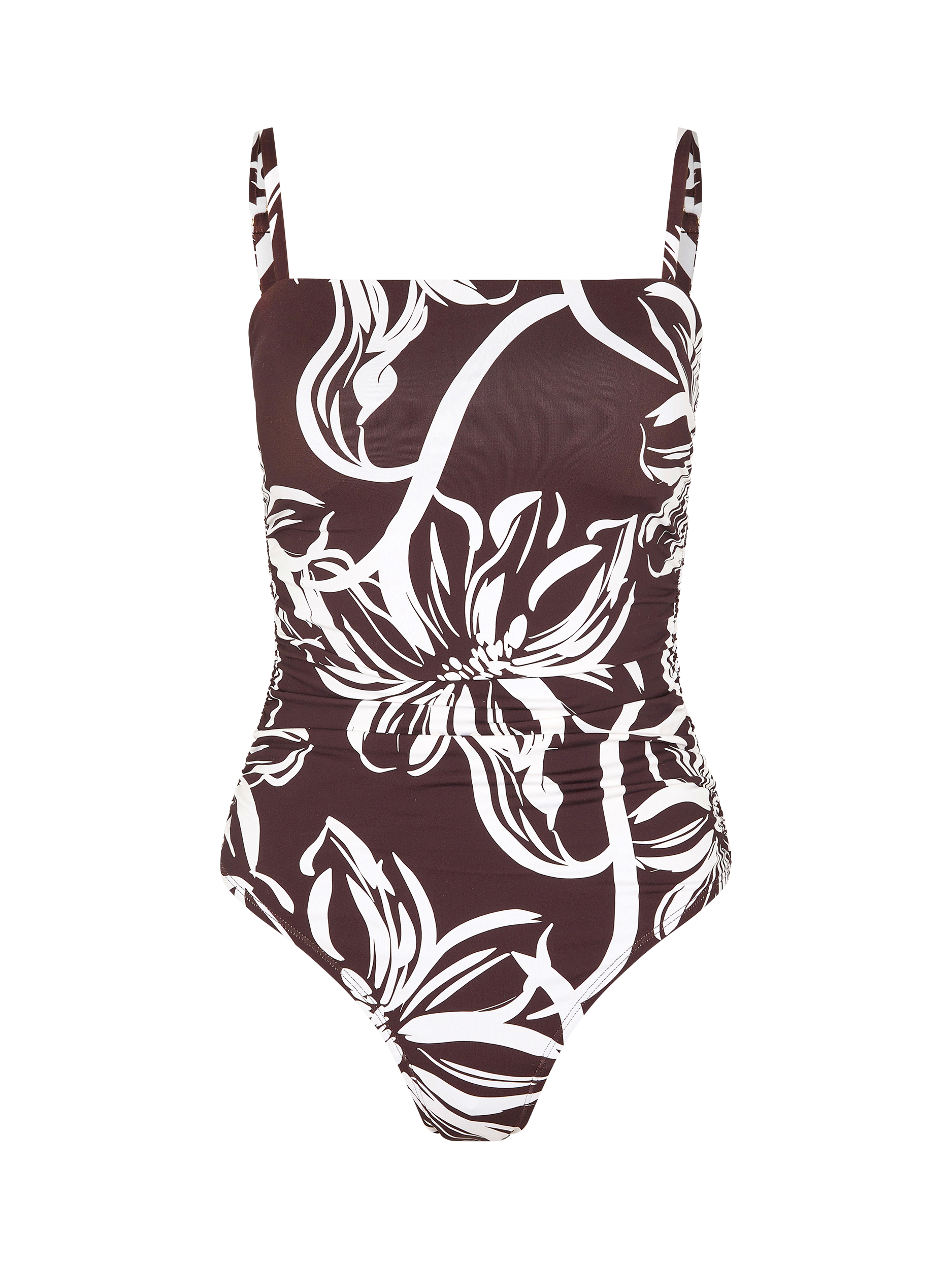 Product image 3 of 4, which shows Accessorize Floral Print Swimsuit, Brown, 6