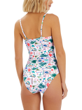 Accessorize Postcard Print Swimsuit, Ivory/Multi