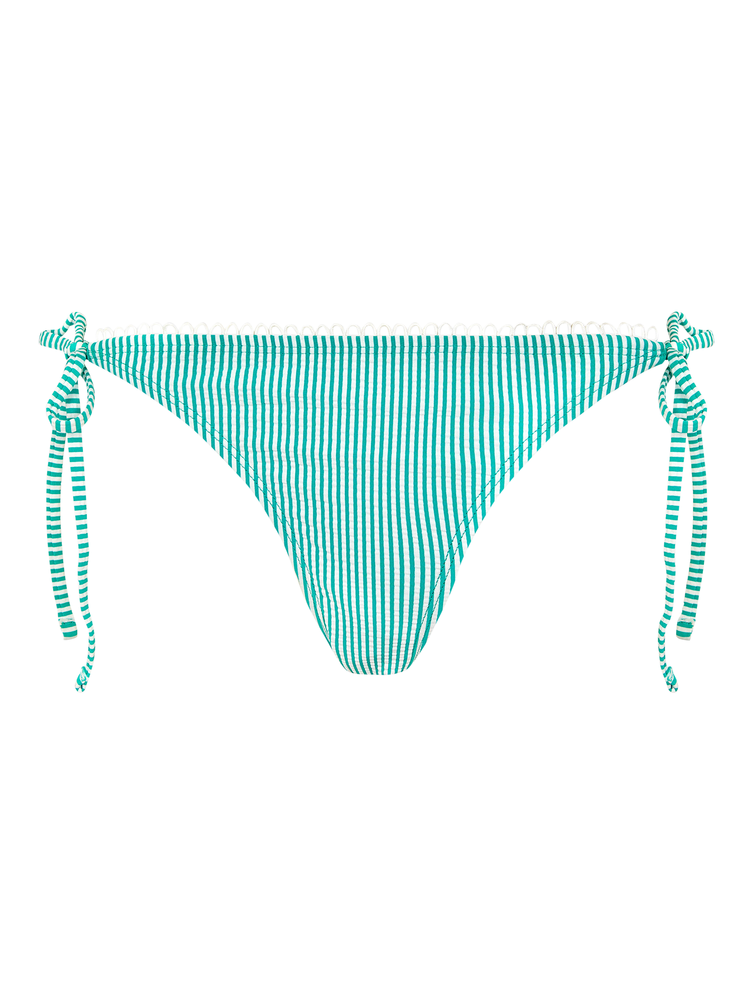Product image 3 of 4, which shows Accessorize Stripe Tie Side Bikini Bottoms, Green, 14