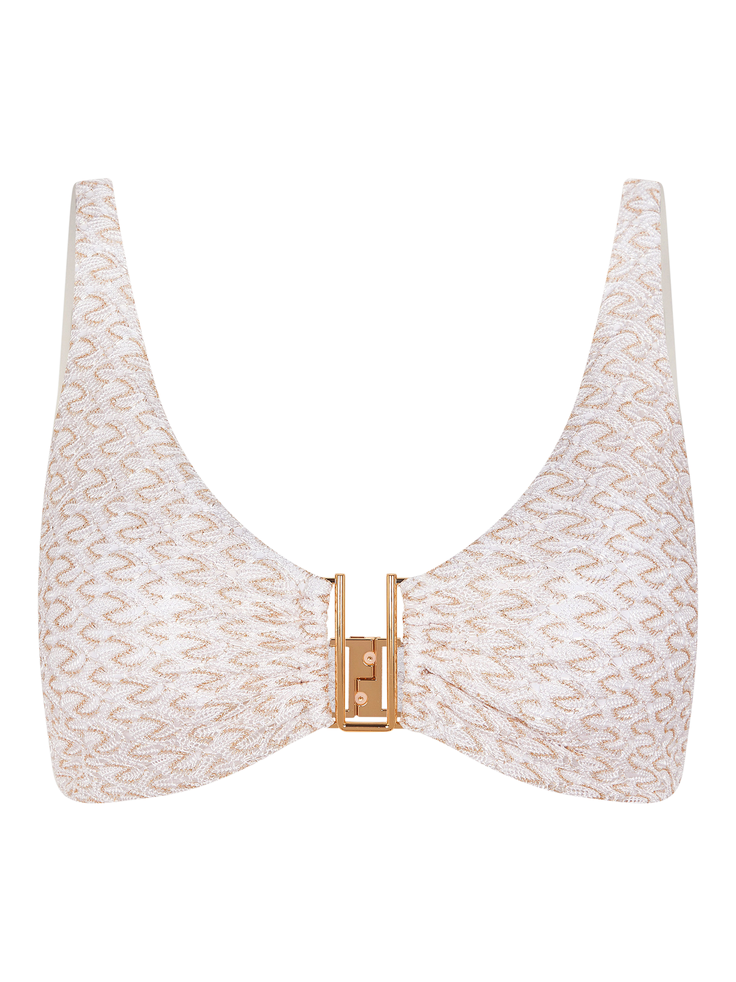 Product image 3 of 4, which shows Accessorize Zig Zag Crochet Bikini Top, Gold, 10