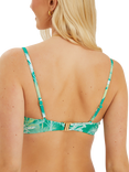 Accessorize Palm Print Smocked Bralette Bikini Top, Green