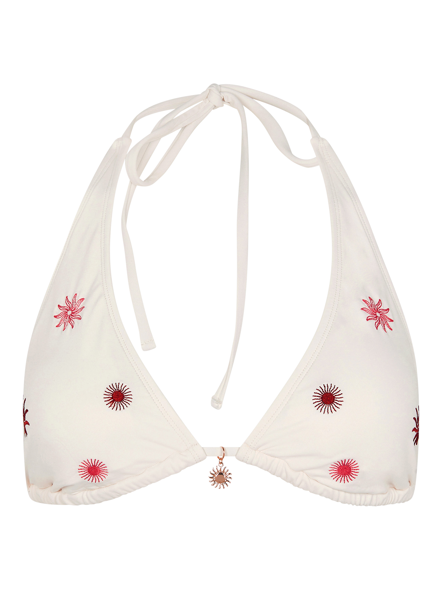 Product image 3 of 4, which shows Accessorize Embroidered Suns Bikini Top, Ivory, 6