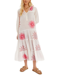 Accessorize Sun Embroidered Long-Sleeve Maxi Dress, Ivory