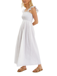Accessorize Smocked Broderie Anglaise Sleeveless Dress, White