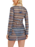 Accessorize Sheer Stitch Beach Cover-Up Mini Dress, Blue