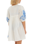 Accessorize Embroidered Floral Kaftan, White/Blue