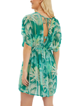 Accessorize Palm Print Chiffon Mini Kaftan, Green
