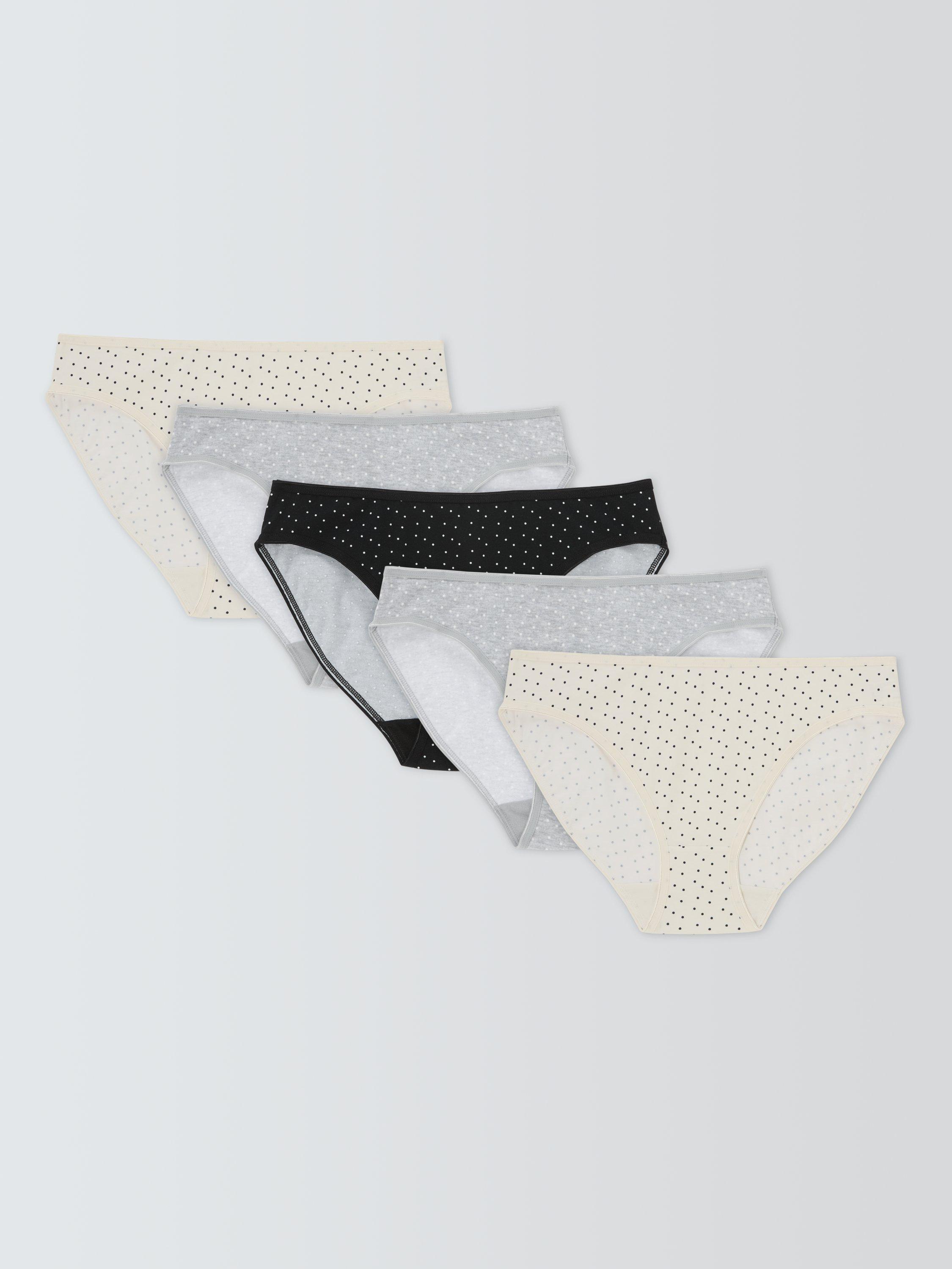 Product image 1 of 4, which shows John Lewis Cotton Blend Bikini Knickers, Pack of 5, Spot, 8
