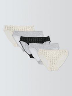 John Lewis Cotton Blend Bikini Knickers, Pack of 5, Spot, Spot