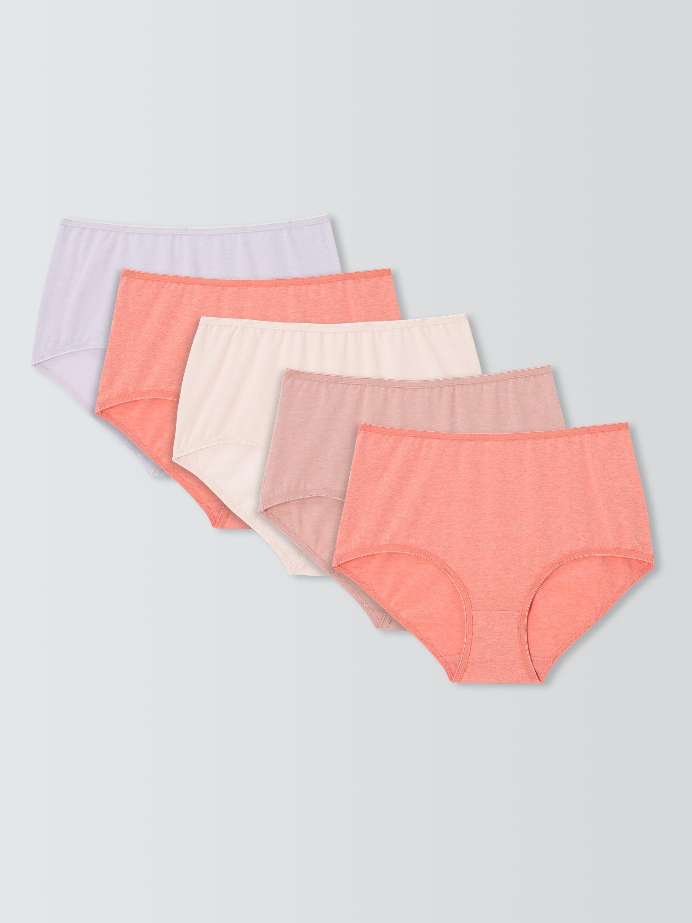 Product image 1 of 4, which shows John Lewis Cotton Blend Full Briefs, Pack of 5, Pinks, 8