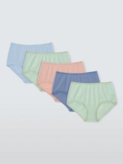 John Lewis Cotton Blend Full Briefs, Pack of 5, Blues, Blues