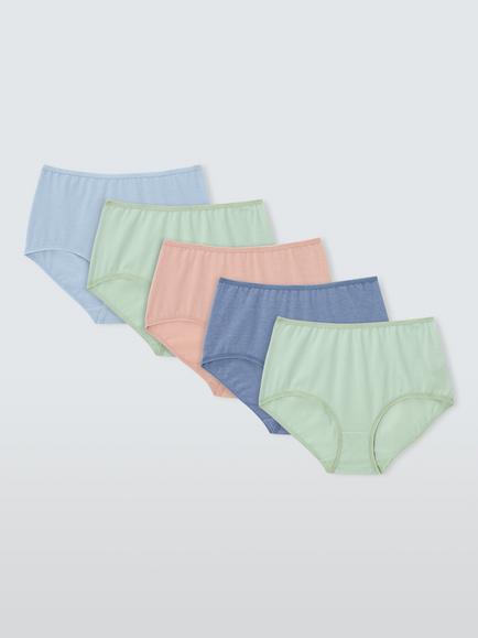 John Lewis Marl Stretch Full Briefs, Pack of 5, Blues, Blues