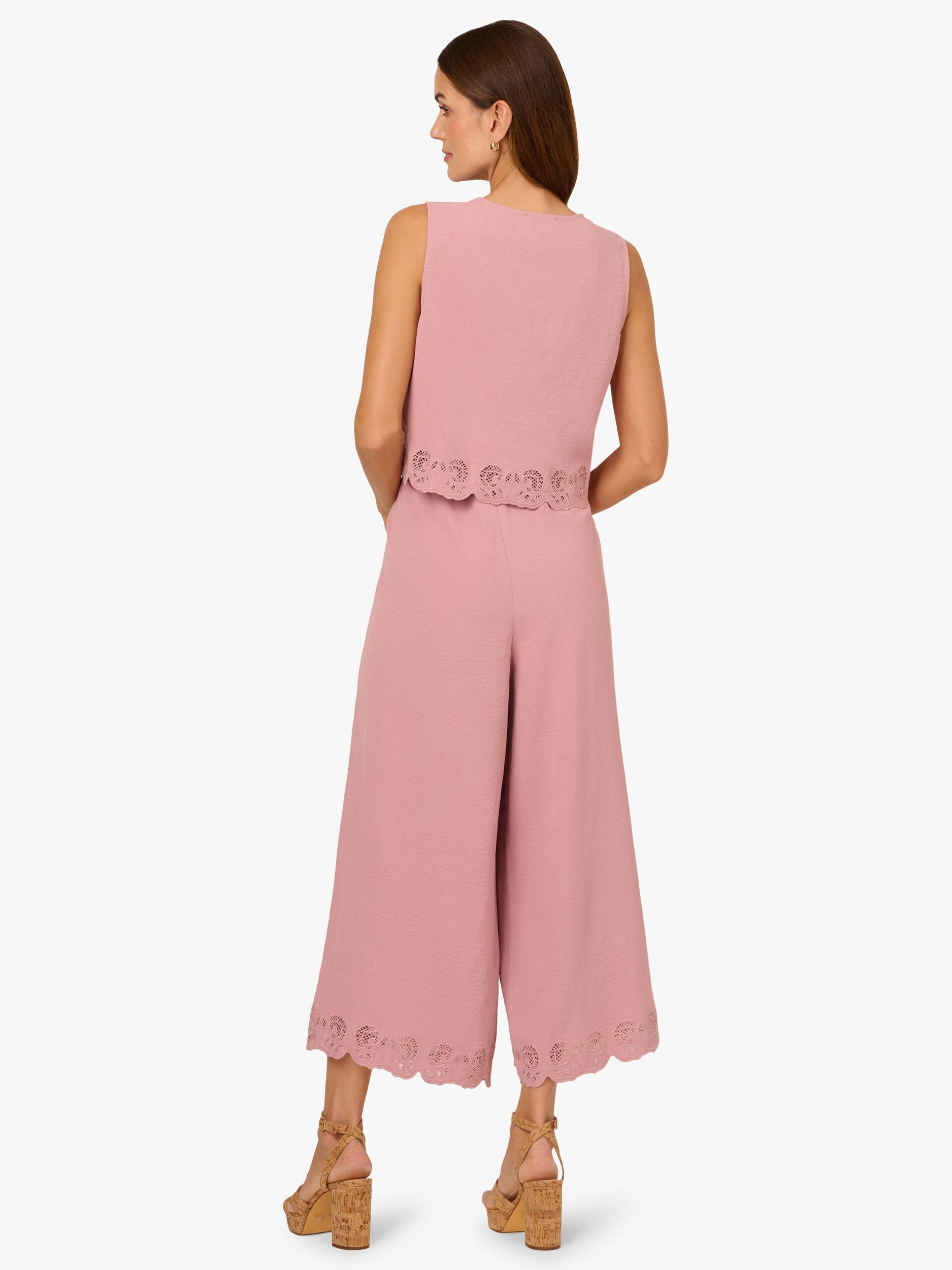 Product image 2 of 6, which shows Adrianna Papell Tie Front Floral Lace Top & Trousers Set, Deauville Mauve, XS