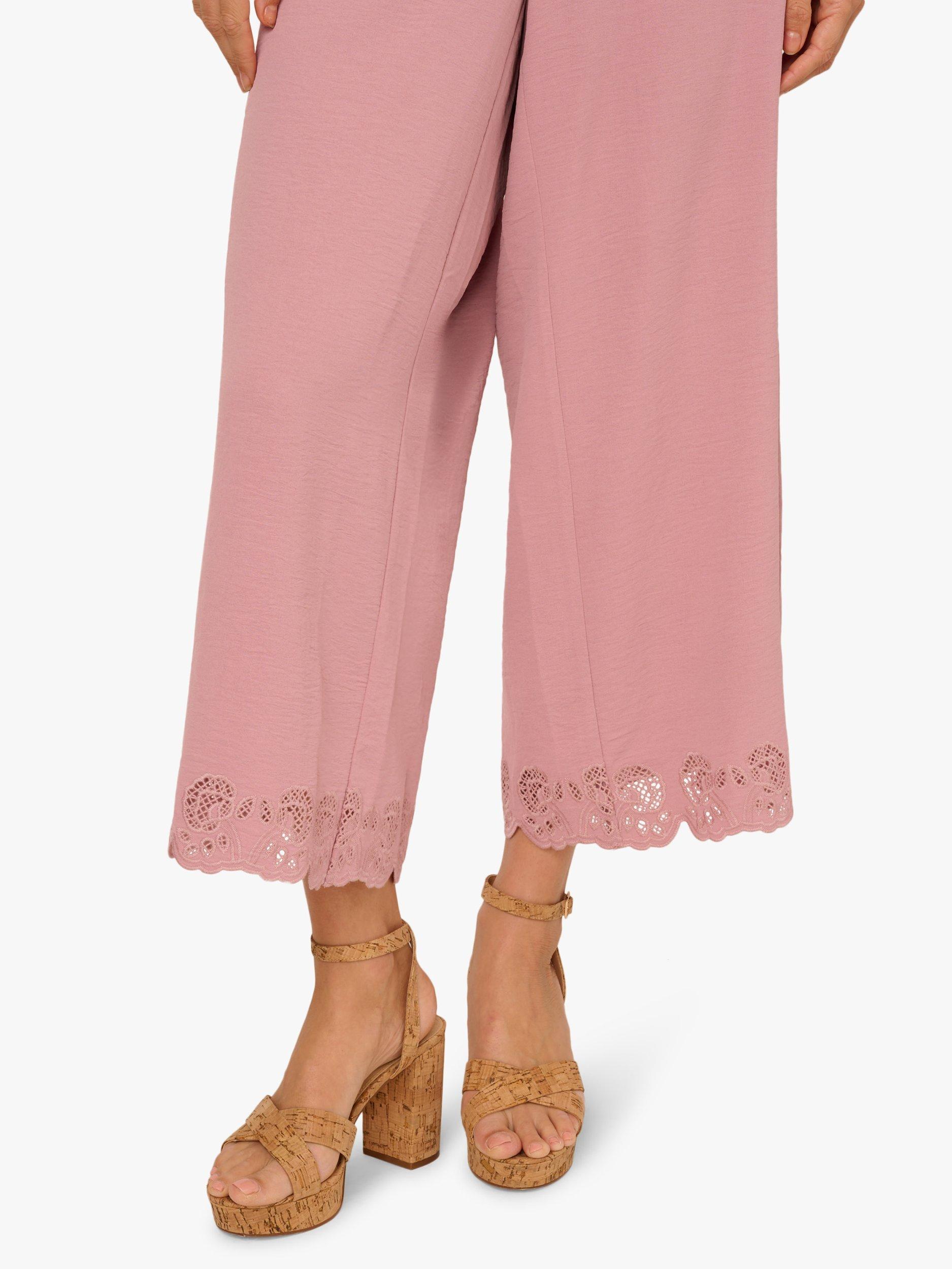 Product image 5 of 6, which shows Adrianna Papell Tie Front Floral Lace Top & Trousers Set, Deauville Mauve, XS