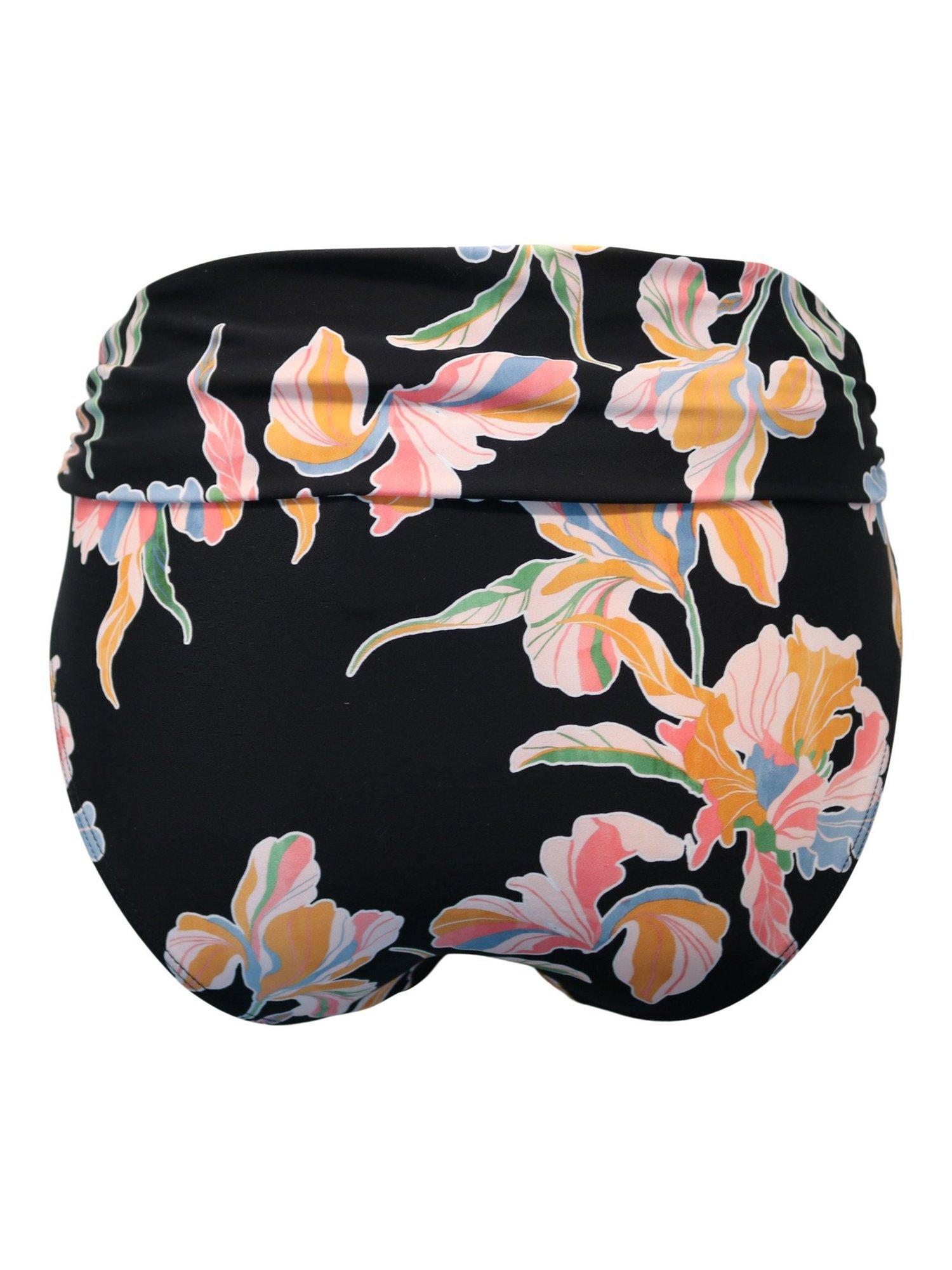 Product image 6 of 6, which shows Pour Moi Free Spirit Fold-Over Bikini Bottoms, Black/Multi, 10