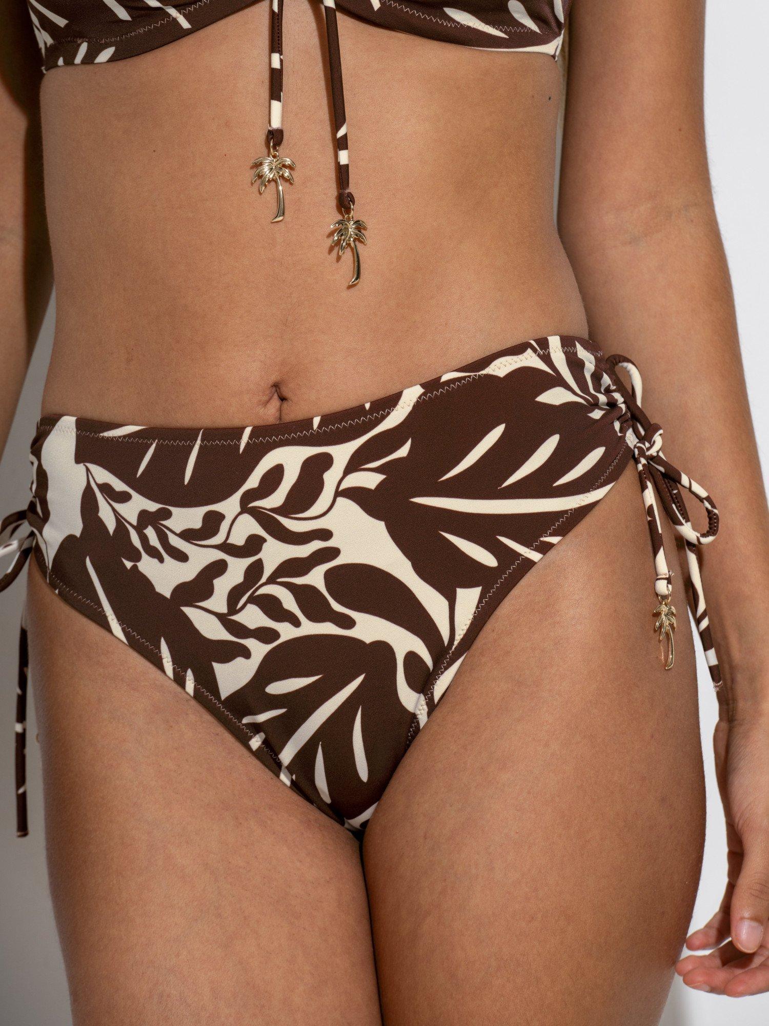 Product image 5 of 7, which shows Pour Moi Madrid Adjustable Bikini Bottoms, Brown/White, 8