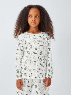 John Lewis Kids' Mythical Ribbed Pyjama Set, White, White