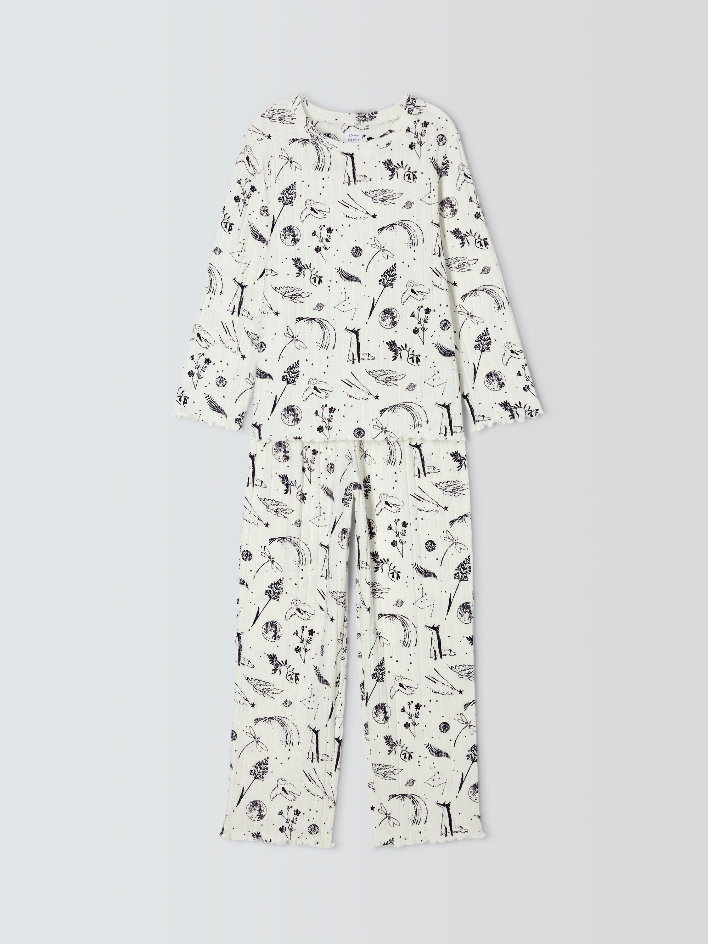 Product image 3 of 7, which shows John Lewis Kids' Mythical Ribbed Pyjama Set, White, 3 years