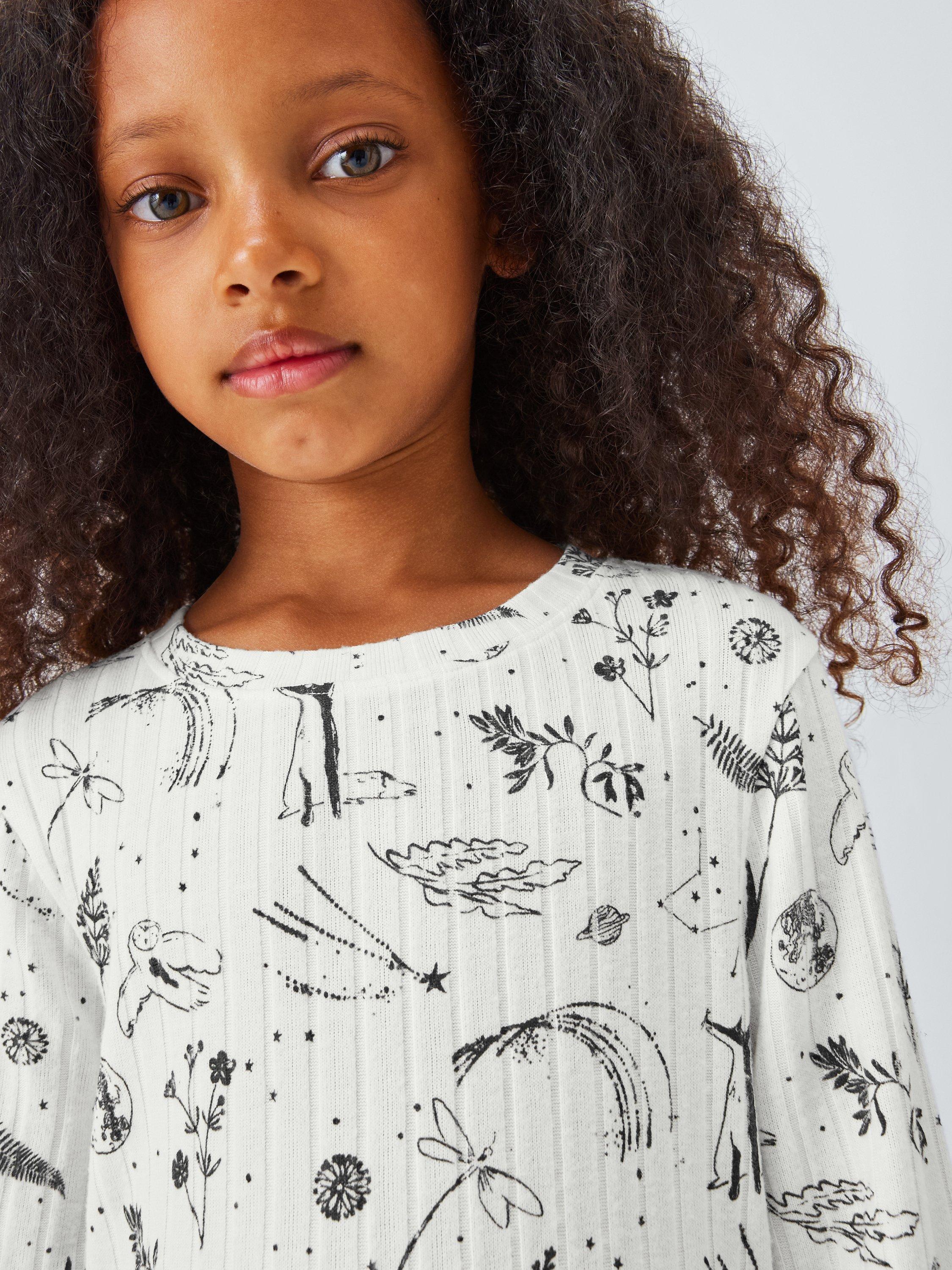 Product image 7 of 7, which shows John Lewis Kids' Mythical Ribbed Pyjama Set, White, 3 years