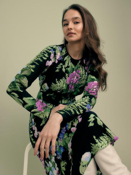 FLORERE Floral Print Batwing Midi Dress, Multi, Multi
