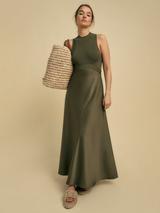 Reiss Petite Daniella Ruched Maxi Dress, Taupe