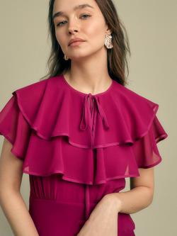 FLORERE Ruffle Neck Chiffon Midi Dress, Purple - view 2, Purple