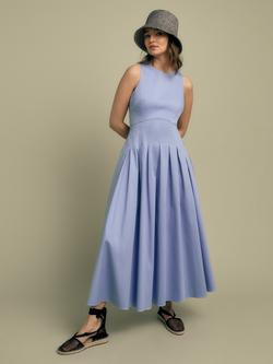 FLORERE Seam Detail Sleeveless Midi Dress, Light Blue - view 2, Light Blue