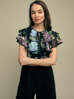 FLORERE Ruffle Detail Wide Leg Jumpsuit, Multi - view 2, Multi