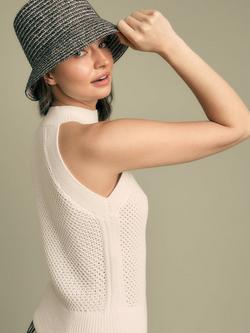 FLORERE Crochet Halter Neck Cotton Blend Top, Ivory - view 2, Ivory