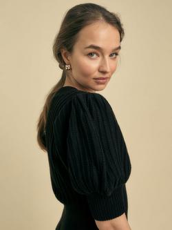 FLORERE Puff Sleeve Knit Top - view 2, Black