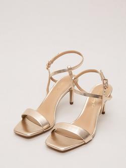 Phase Eight Metallic Strappy Heeled Sandals, Gold - view 2, Gold