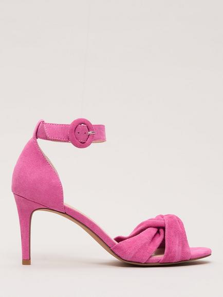 Phase Eight Twist Suede Heeled Sandals, Pink, Pink