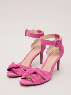 Phase Eight Twist Suede Heeled Sandals, Pink - view 2, Pink